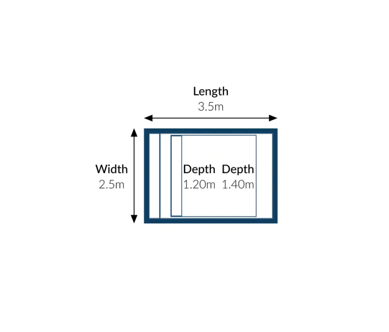 Davinci Plunge Pool Diagram - 3.5m x 2.5m | 4.5m x 2.5m | 5.5m x 2.5m