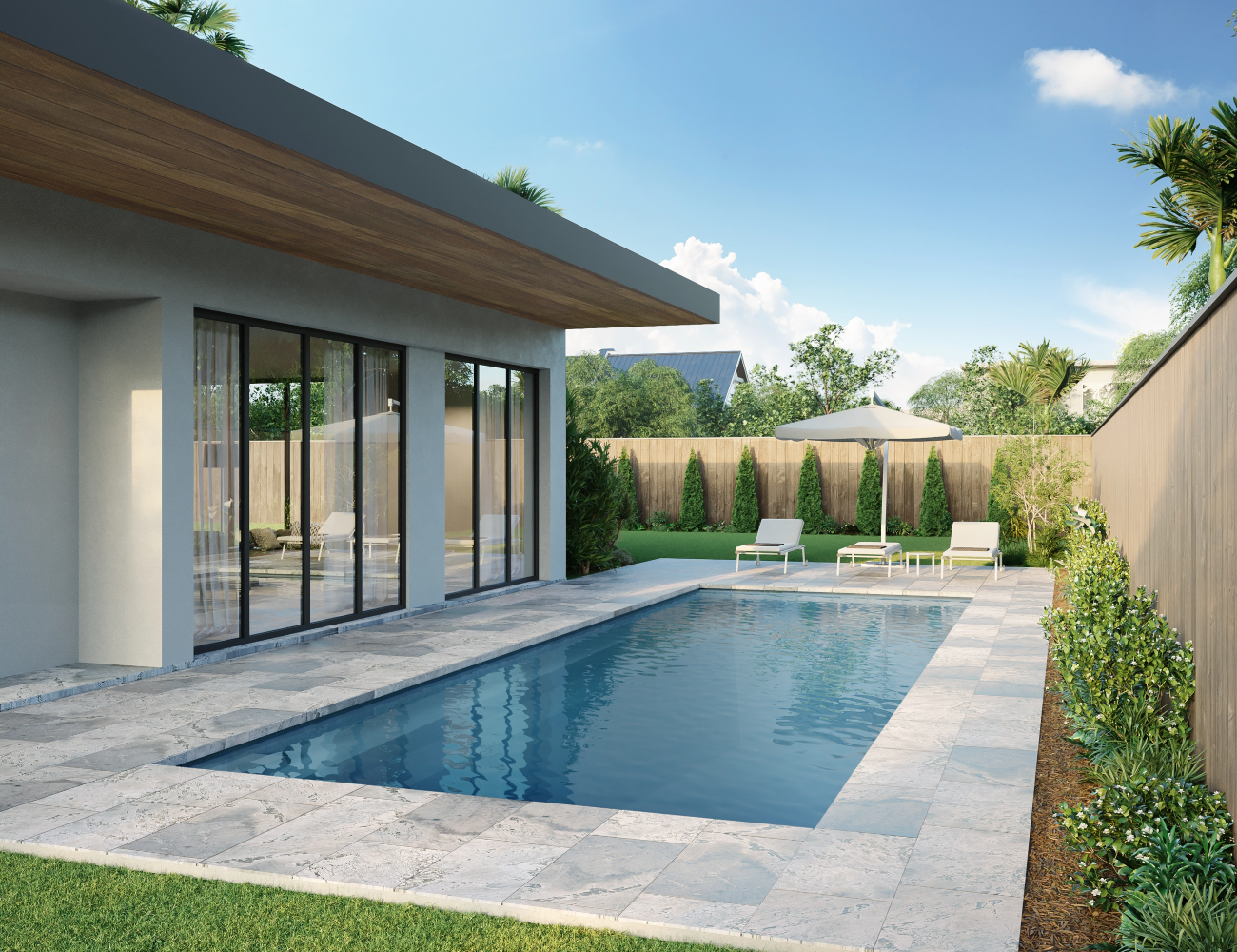 De Luxe Pool - Platinum Quartz Modern Installation