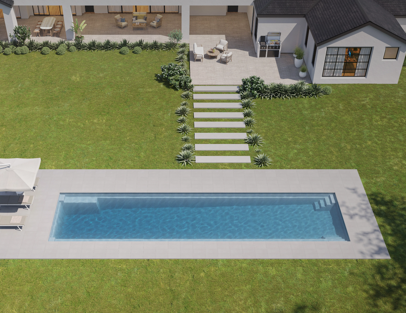 Lap Pool - Platinum Quartz 12.0m x 4.0m Aerial View