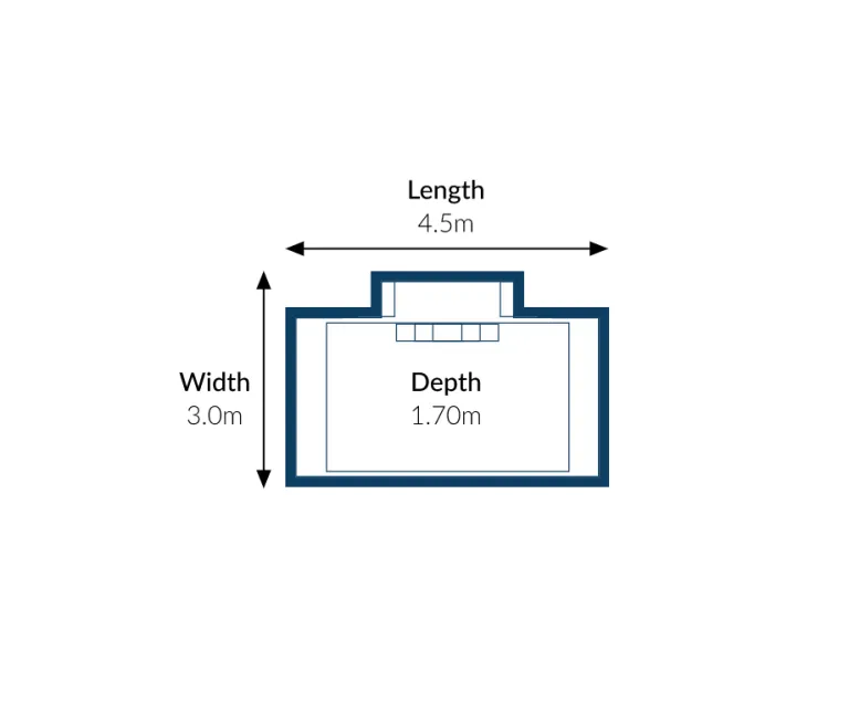 Nirvana Pool Specifications - 4.5m x 3.0m with depth 1.70m