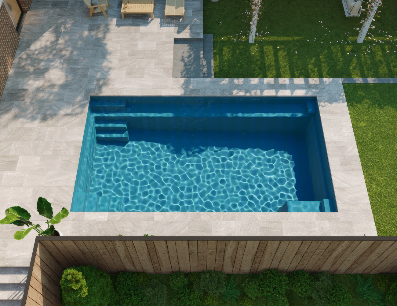De Luxe Pool - Mediterranean Aerial View Installation